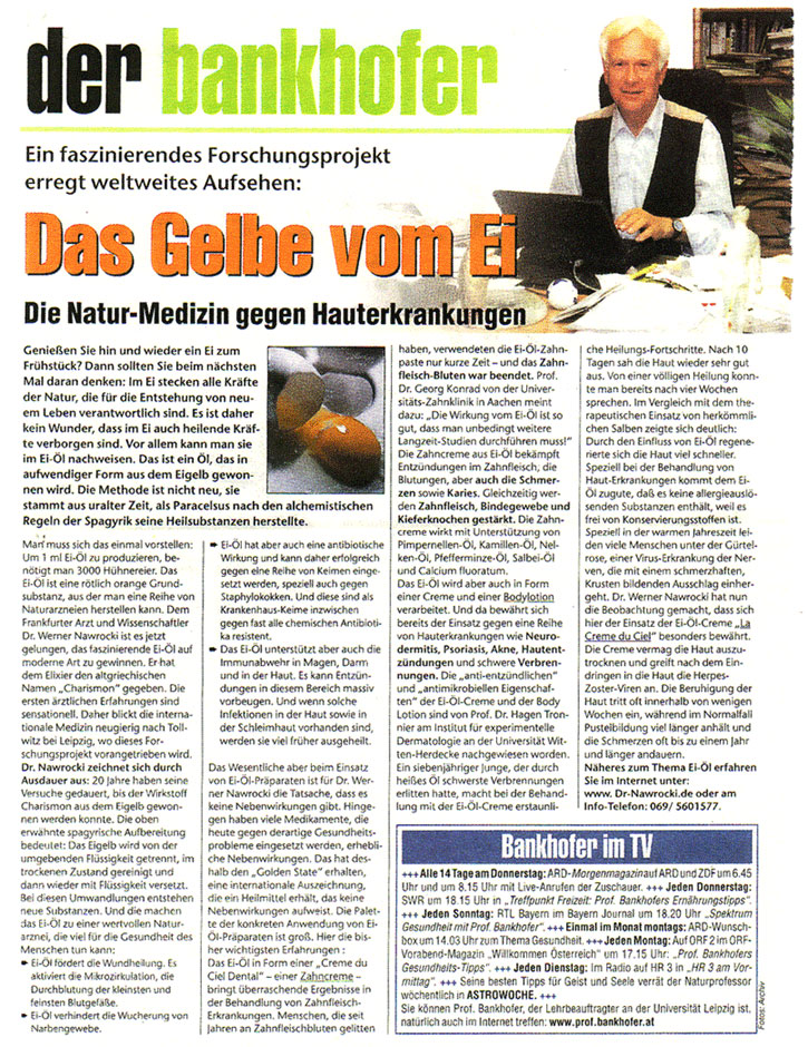 Zeitungsartikel über Ei-Öl von Prof. Bankhofer