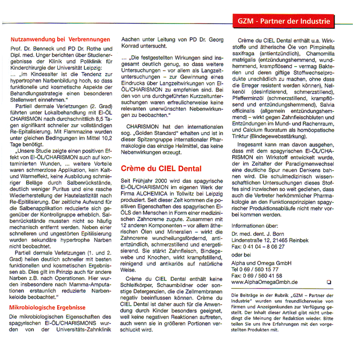 Artikel aus der Zeitschrift GZM - Ganzheitliche Zahnmedizin